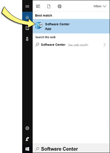 Screenshot: Software Center App is the best match.