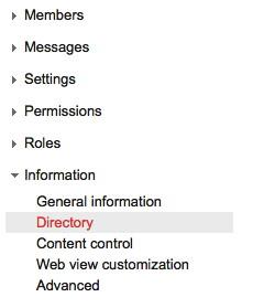 Under 'Information' option, find 'Directory'