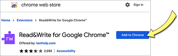 Screenshot: 'Add to Chrome' Button selected.