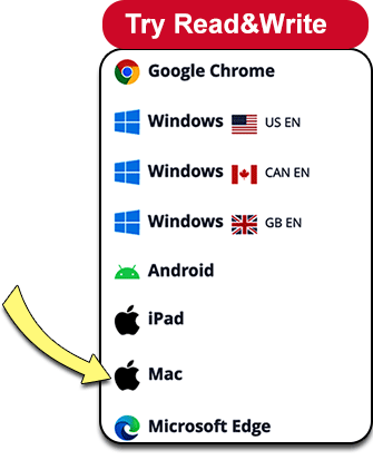 Screenshot: Menu. Mac selected. Unselected: Google Chrome, Windows, Android, iPad, Edge.