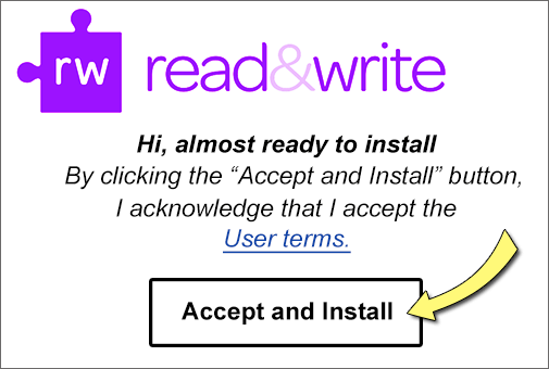 Screenshot: 'Accept and Install' dialog box.