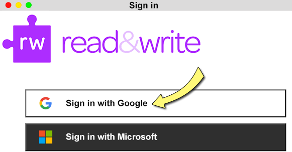 Screenshot: Sign in with Google.