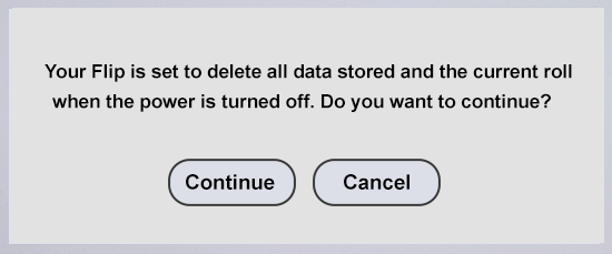 Dialog box: 'Do you want to continue?' Buttons: 'Continue' and 'Cancel'.