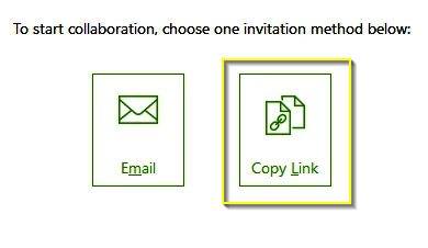 Screenshot: Email and Copy Link Icons