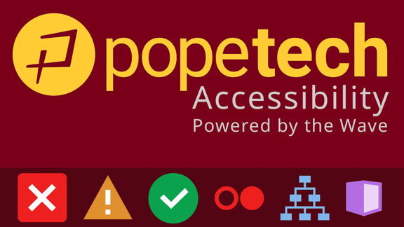 Illustration: Popetech Accessibility. Powered by the WAVE.