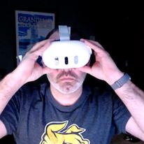 Adam Brisk Academic Technologist, a male wearing a Virtual Reality Headset