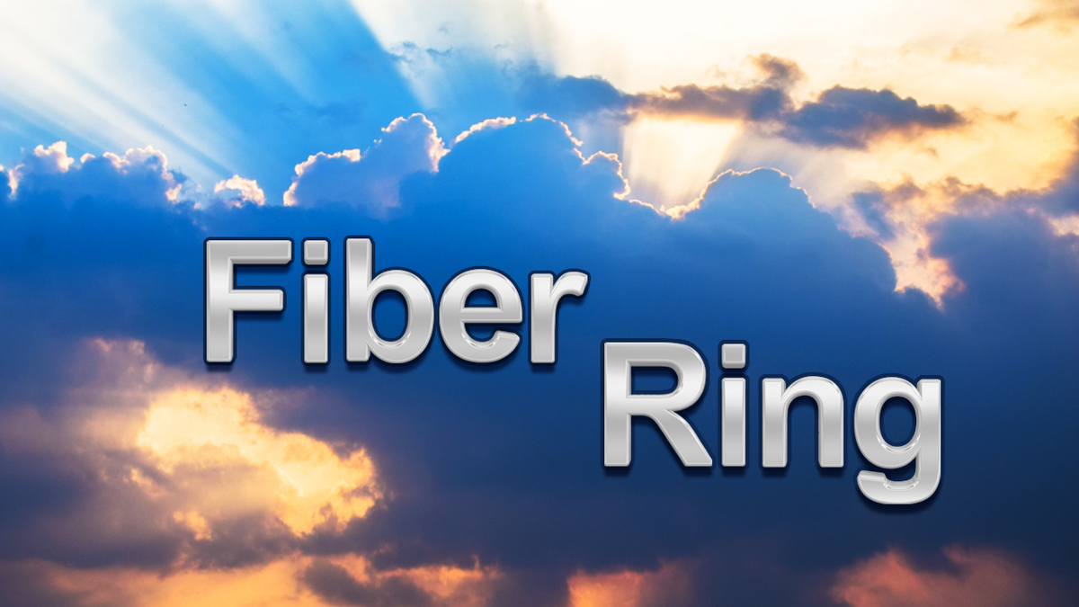 The words "Fiber Ring' superimposed over a photo of  clouds.