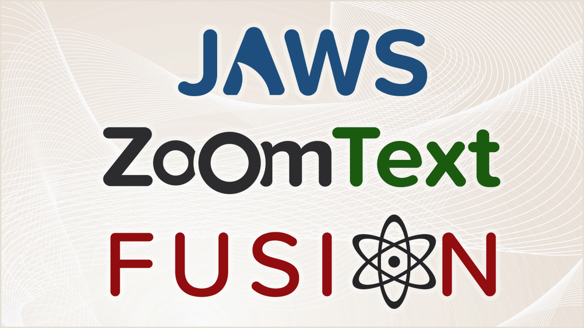 Illustration: JAWS, ZoomText, and Fusion logos.