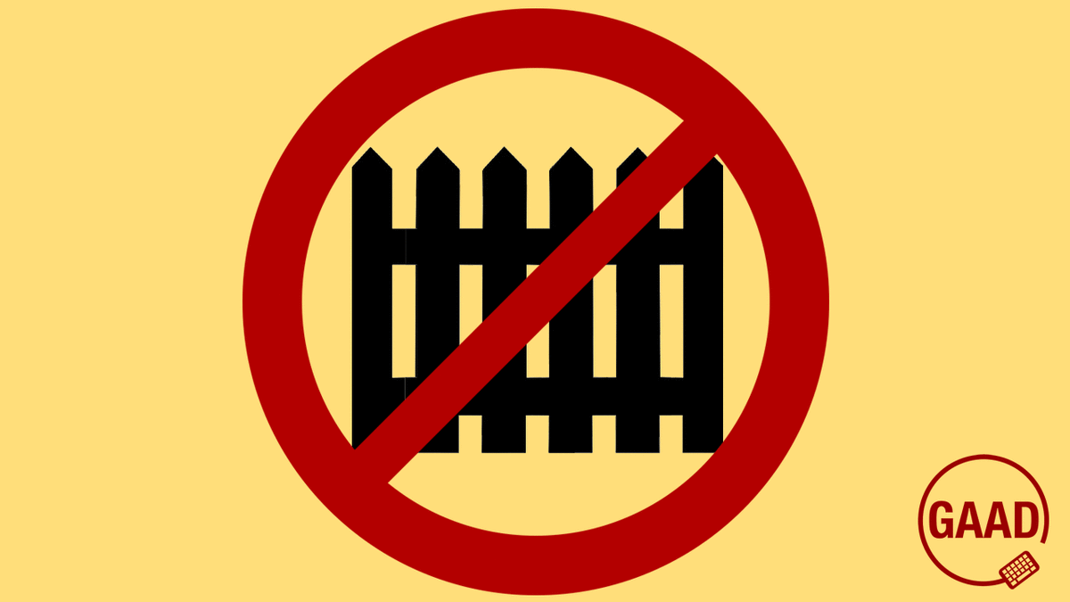 Illustration: No fences logo and the GAAD logo.