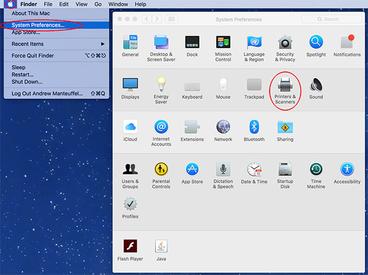 Screen shot of Apple Menu and System Preferences window.