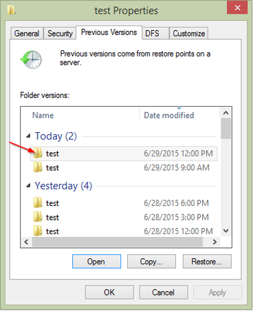 Folder list screenshot